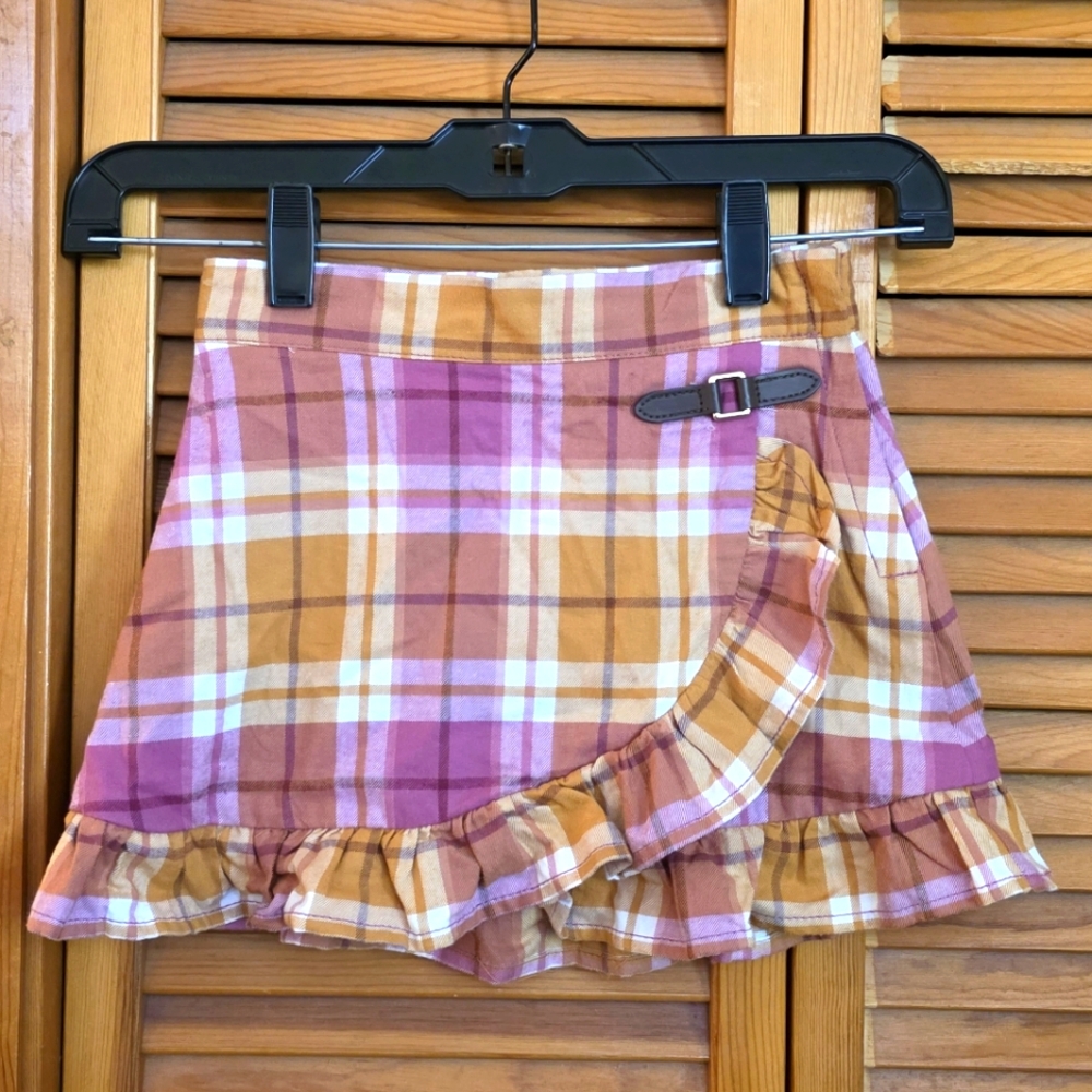 EUC Janie And Jack Girls Plaid Ruffle Mini Skirt Size 4